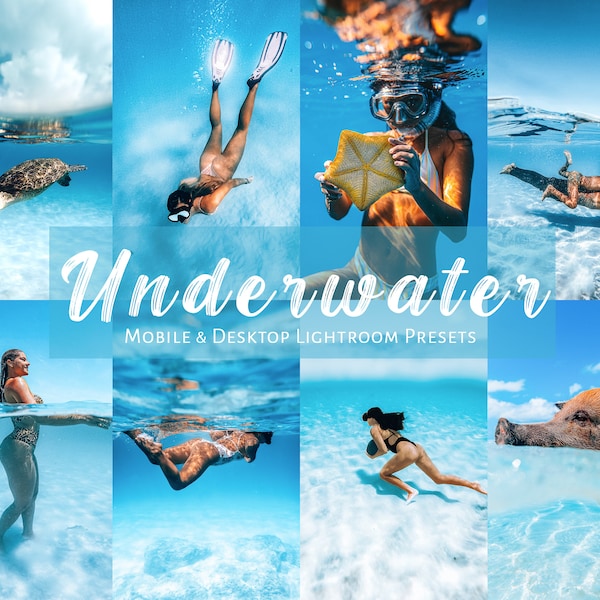 8 Underwater Photography Lightroom Presets for Mobile & Desktop, GoPro Presets, Diving Presets, Blue Ocean Photo Filters, Travel Presets
