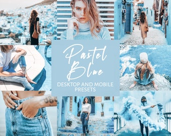 6 Lightroom Presets for Mobile & Desktop, Pastel Blue Presets, Mobile Presets, Bright Instagram Presets, Blogger Presets, Blue Photo Filters