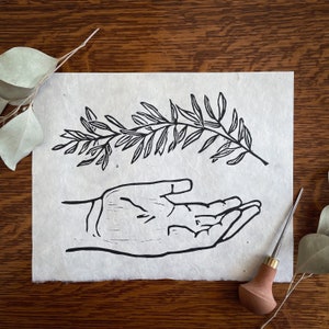 Peace - Original Linocut Printed on Lokta Paper | Hand print | Offering