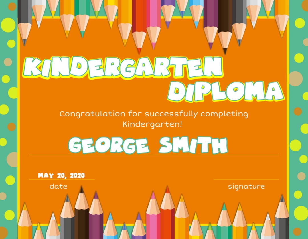 Editable Kindergarten Graduation Certificate / Diploma Template