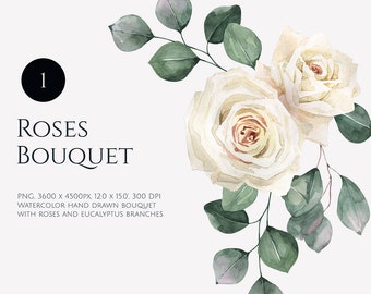 White Rose Clipart Etsy