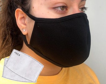 Face Mask with 10 Replacement Filter / Face mask with pocket and Filters / Adult Unisex Washable Reusable / Face Mask replacement Filters