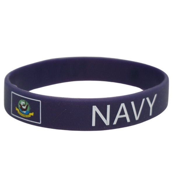 Navy Bracelet / NAVY Flag Silicone Rubber Bracelet
