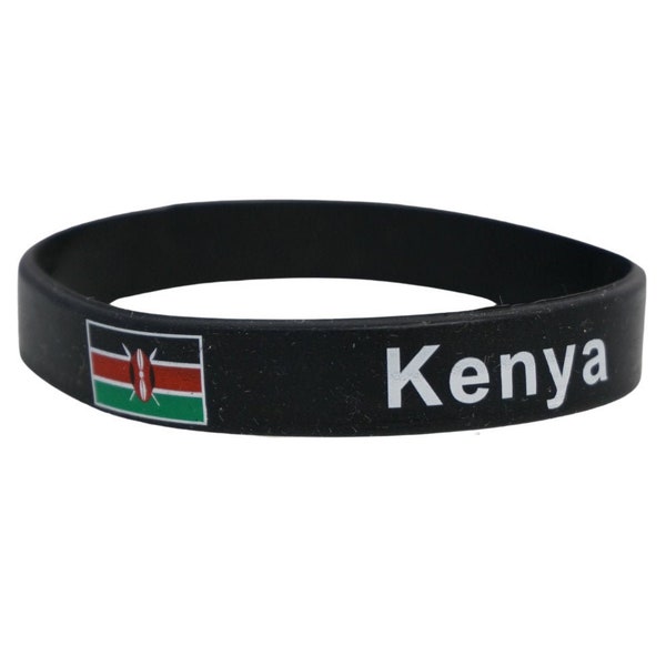 Kenya Bracelet / Kenya Flag Silicone Rubber Bracelet