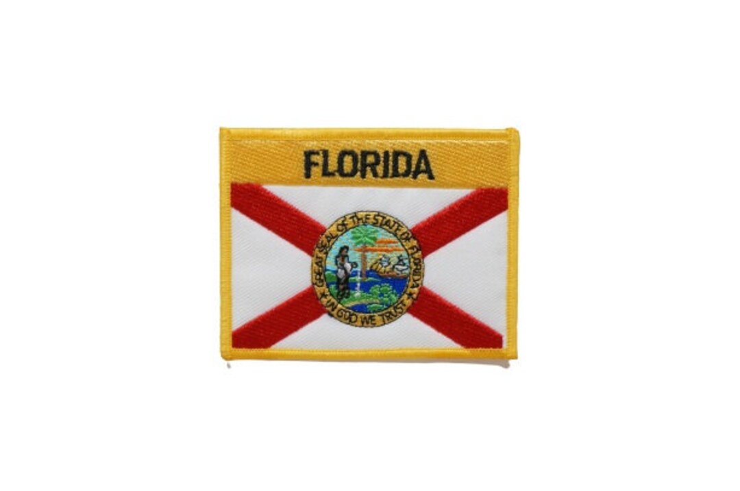 Florida Flag Patch – Embroidered Shield Badge, 2.75", Iron-On Or Sew-On