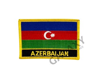 Patch Ricamata Bandiera Dell'Azerbaijan Da Stirare O Cucire - Emblema Nazionale Applique