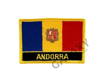 Patch Adesiva Termoadesiva Bandiera Andorra 9x6 Cm - Toppa Applicabile Su Stoffa, Alta Brillanza, Ideale Per Personalizzare Abiti E Borse