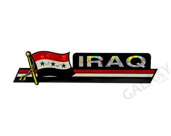 Pegatina para parachoques de Irak / Pegatina con la bandera de Irak / Pegatina para parachoques de Irak de 3 x 11 3/4"