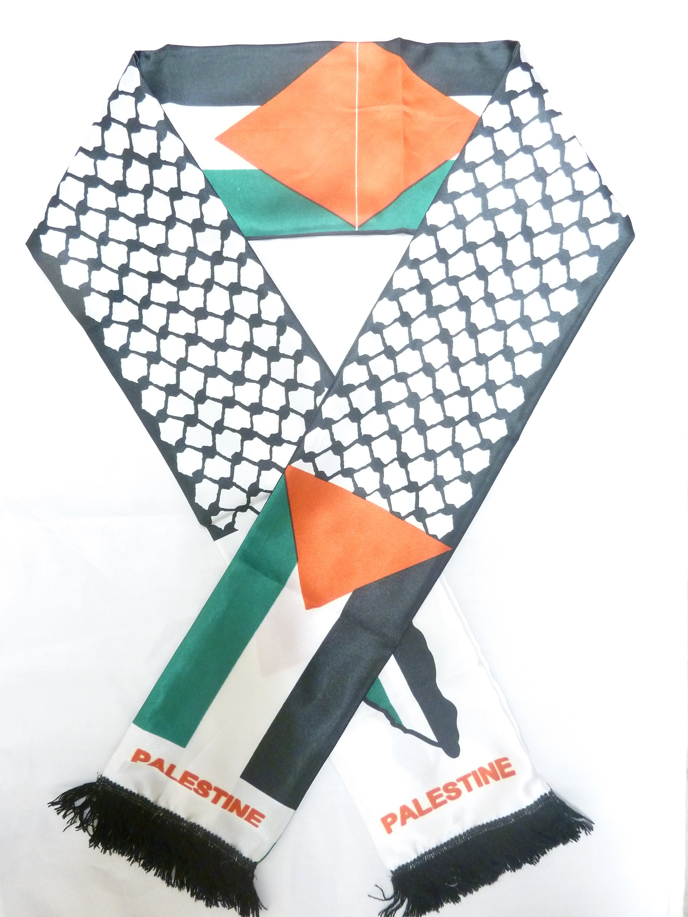 Yaqeen Écharpe avec drapeau de la Palestine avec imprimé keffiya et drapeau  palestinien Keffieh Hatta, Vert/blanc/noir., taille unique