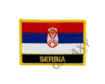 Toppa con bandiera della Serbia: applicazione termoadesiva ricamata (3,5x2,5 pollici) - Italia