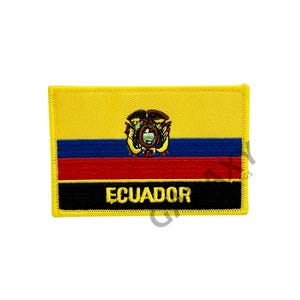 May include: Yellow embroidered patch with the Ecuadorian flag and the word "ECUADOR" in black lettering.