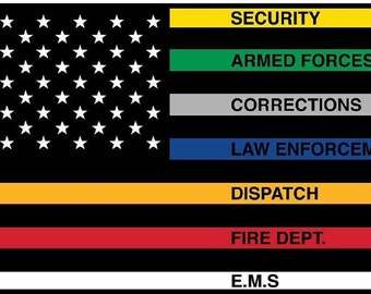 U.S.A. First Responders 3x5 Flag / Colored First Responders American Flag Thin Line