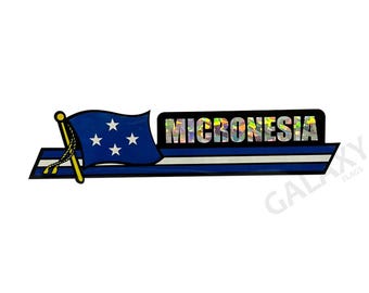 Micronesia Bumper Sticker  / Micronesia Flag Sticker / "3 x 11 3/4" Micronesia Bumper Sticker