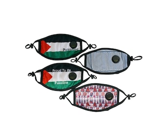 Palestine Mask / Face Mask WITH Filter pocket / Palestine Flag / Keffiyeh Mask / Tatreez face mask