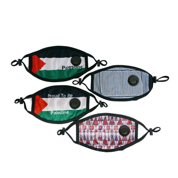 Palestine Mask / Face Mask WITH Filter pocket / Palestine Flag / Keffiyeh Mask / Tatreez face mask