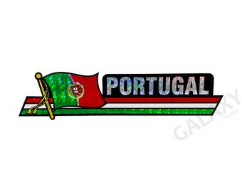 Portugal Flag Vinyl Decals - 2 Pack 5x3 Inch UV Resistant Stickers For Cars & Windows