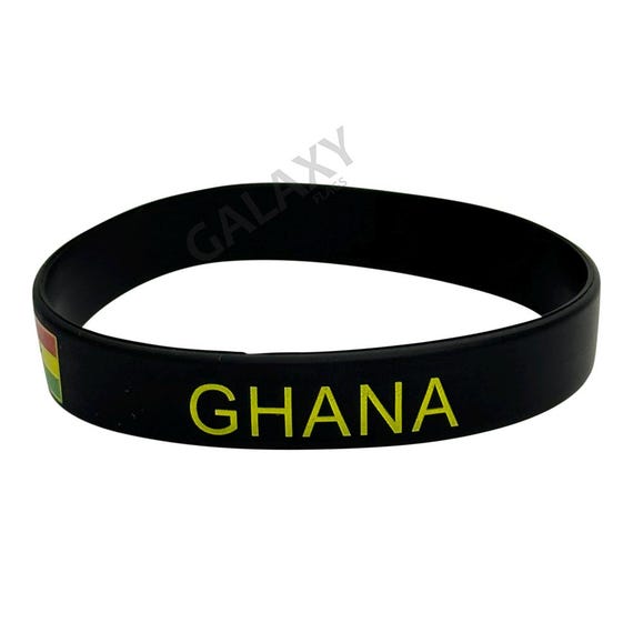 Ghana Bracelet / Ghana Flag Silicone Rubber Bracelet