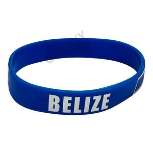 Belize Bracelet / Belize Flagge Silikon Gummi Armband