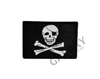 Tête de mort avec écusson / écusson drapeau tête de mort / fer à repasser ou à coudre