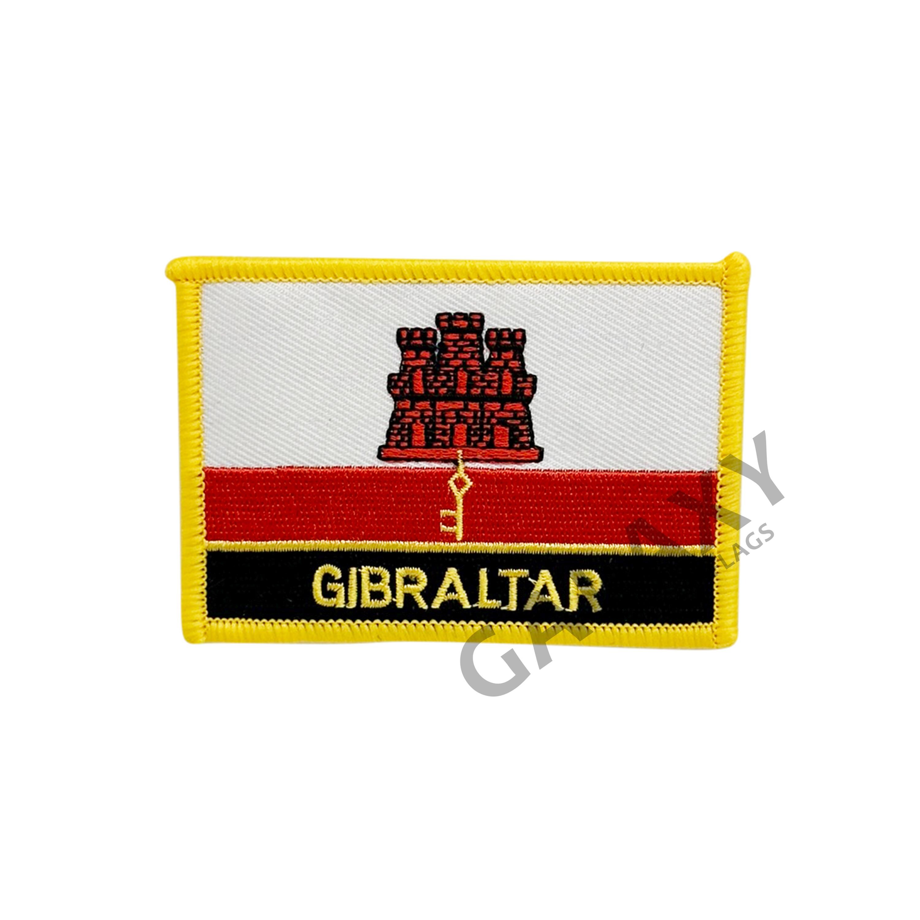 Patch Drapeau Gibraltar Brodé Thermocollant 7 X 4,5 Cm – Personnalisez Sacs, Tees Ou Casquettes