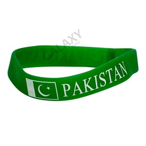 thumbnail interactive-video image 1 of Superdavves Superstore Pakistan Green Country Flag Flexible Adult C Bracelet Wristband 2 5 Inches In Diameter X 0 5 Inches Wide For Adults Teens New 1 of 10
