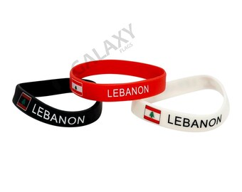 Lot De 2 Bracelets élastiques En Silicone – Drapeau Du Liban, Taille Unique 20 Cm, Pour Hommes Et Femmes