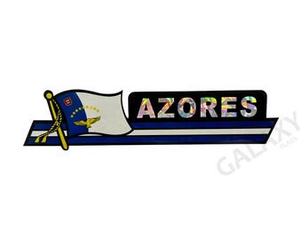 Pegatina para el parachoques de las Azores / Pegatina con la bandera de las Azores / Pegatina para el parachoques de las Azores "3 x 11 3/4"
