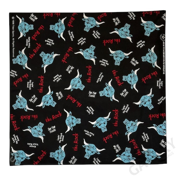 Vintage 1990's WWF the Rock Bandana Black Titan Sports USA WWE