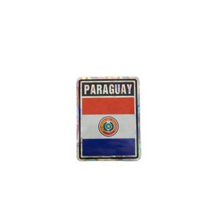 以下が含まれることがあります： パラグアイの国旗と「PARAGUAY」という文字が黒で印刷されたホログラフィックステッカーです。