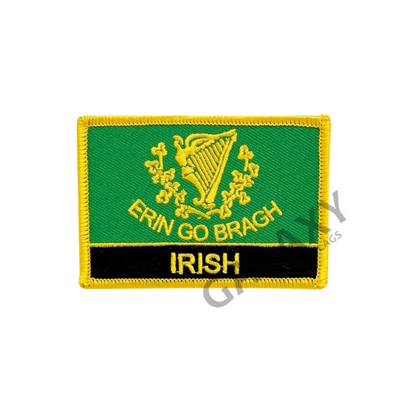 Erin Go Bragh Irish Flag Patch – Embroidered Iron-On, Made In France (Single)