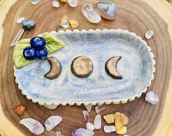 Blueberry Crescent Moon Crystal Charging Plate
