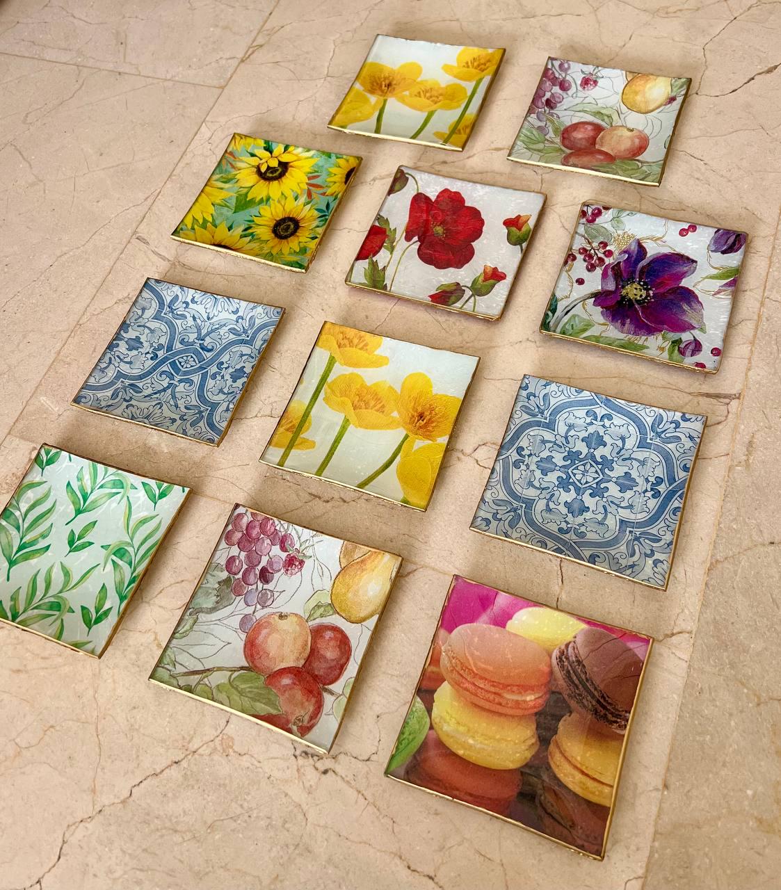 Assiettes Carré En Verre Transparent à Motifs 30 Cm X 30 Cm Lot De 8 Neuf
