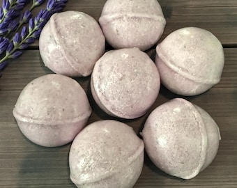 Lavender bath bomb - spa bath treatment - floral lavender buds fizzy bubble bath