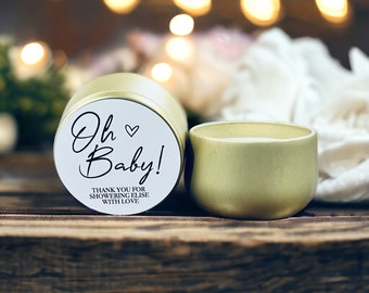 Oh Baby - Baby shower favor - Scented soy candle - Gender Neutral Baby Shower - Personalized Favor - Baby Shower Favors
