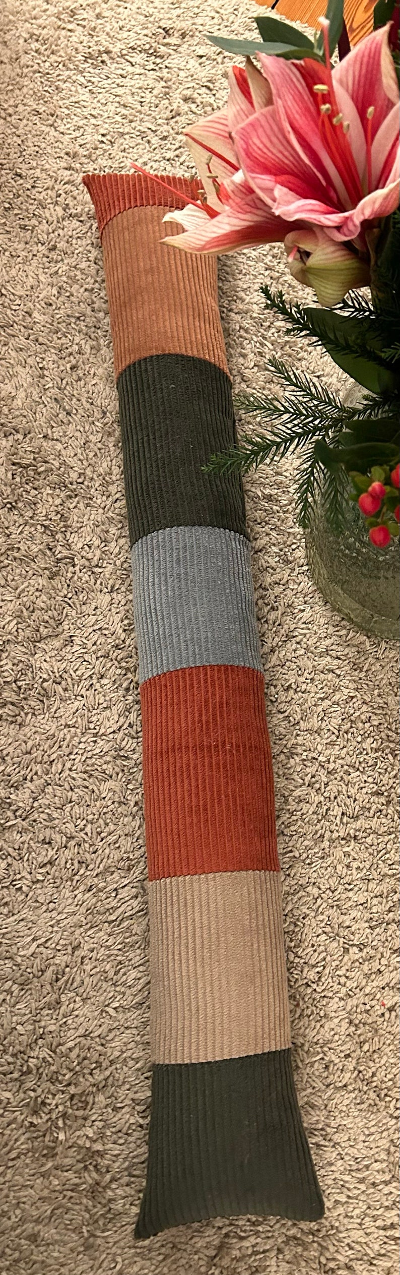 Corduroy draft excluders in various sizes and colors, wind and cold protection, cozy and energy-saving Patchwork Christmas