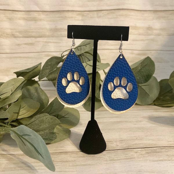 Paw Print/ Faux Leather Earrings/ “Pride”/ Teardrop Earrings