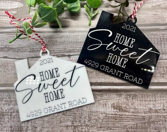 Home Sweet Home Christmas Ornament/New Home Ornament/Address Christmas Ornament/Relator Gift/New Homeowner Present