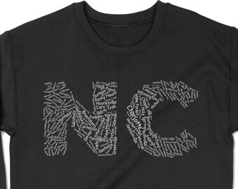 North Carolina Cities Sweatshirt - Cities of North Carolina by Population - NC Sweatshirt - North Carolina Hometown Gift