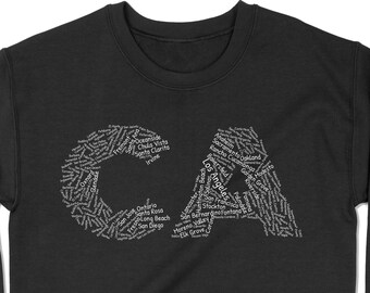 California Cities Sweatshirt - Cities of California by Population - CA Sweatshirt - California Hometown Gift