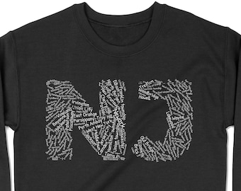 New Jersey Cities Sweatshirt - Cities of New Jersey by Population - NJ Sweatshirt - New Jersey Hometown Gift