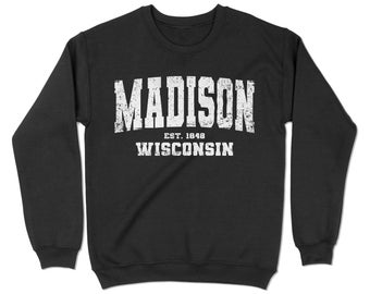 Madison, Wisconsin Sweatshirt. Madison, WI Vintage Unisex Crewneck Sweatshirt. YC