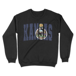 Kansas Flag Vintage Distressed Kansas Sweatshirt. | Topeka, Kansas. YC