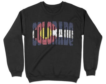 Colorado Flag Vintage Distressed Colorado Sweatshirt | Denver, Colorado. Colorado Flag Sweatshirt. Colorado Flag State Flag. YC
