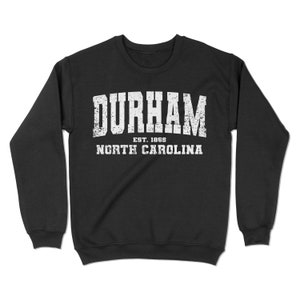Durham, North Carolina-Sweatshirt. Durham, Navy Unisex Sweatshirt mit Rundhalsausschnitt. YC