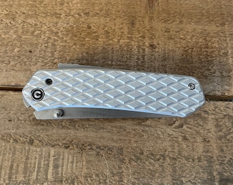 Frag/Diamond Knife Scales Compatible with Civivi Vision FG - Machined Aluminum - BeadBlast Finish