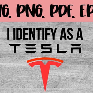 以下が含まれることがあります： 木目調の背景に、黒と白の文字で「私はテスラだと認識している」と書かれており、その下に赤いテスラロゴが描かれている。