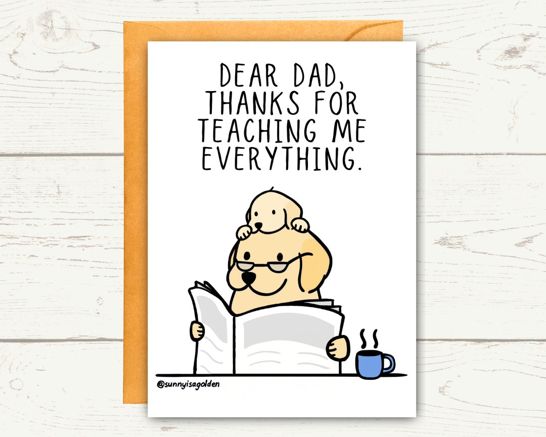 Printable Father's Day Card / Cute Downloadable Greeting Card / Dog and ...