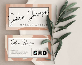 Makeup Artist Business Card, Editable Business Card, Beauty Business Card, Lashes, Salon, Spa,  Nude Color Business Card Template, lash tech