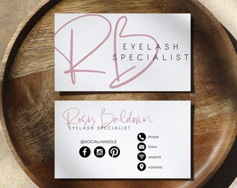 EDITABLE Business Card, Minimalist Business Card, DIY Business Card, Pink Cursive Business Card Template, Calling Cards Template