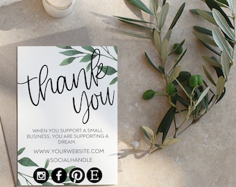 Thank you Cards, Botanical Thank You Card, Instant Fully Editable Thank You Card, Business Thank You Card, Small Business, Packaging